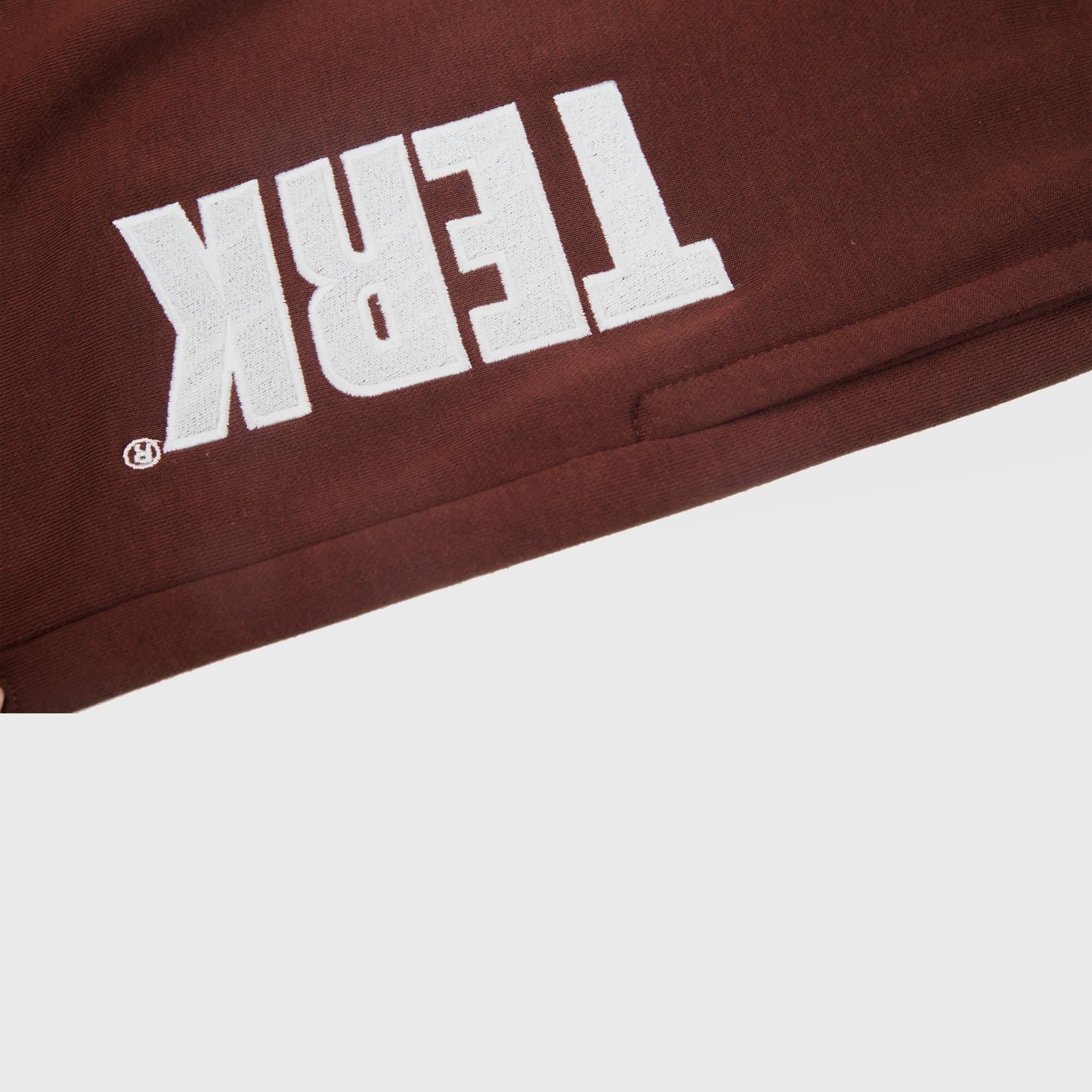 CHOCOLATE SOLID SWEAT SHORTS WITH WHITETERK EMBROIDERED LOGO