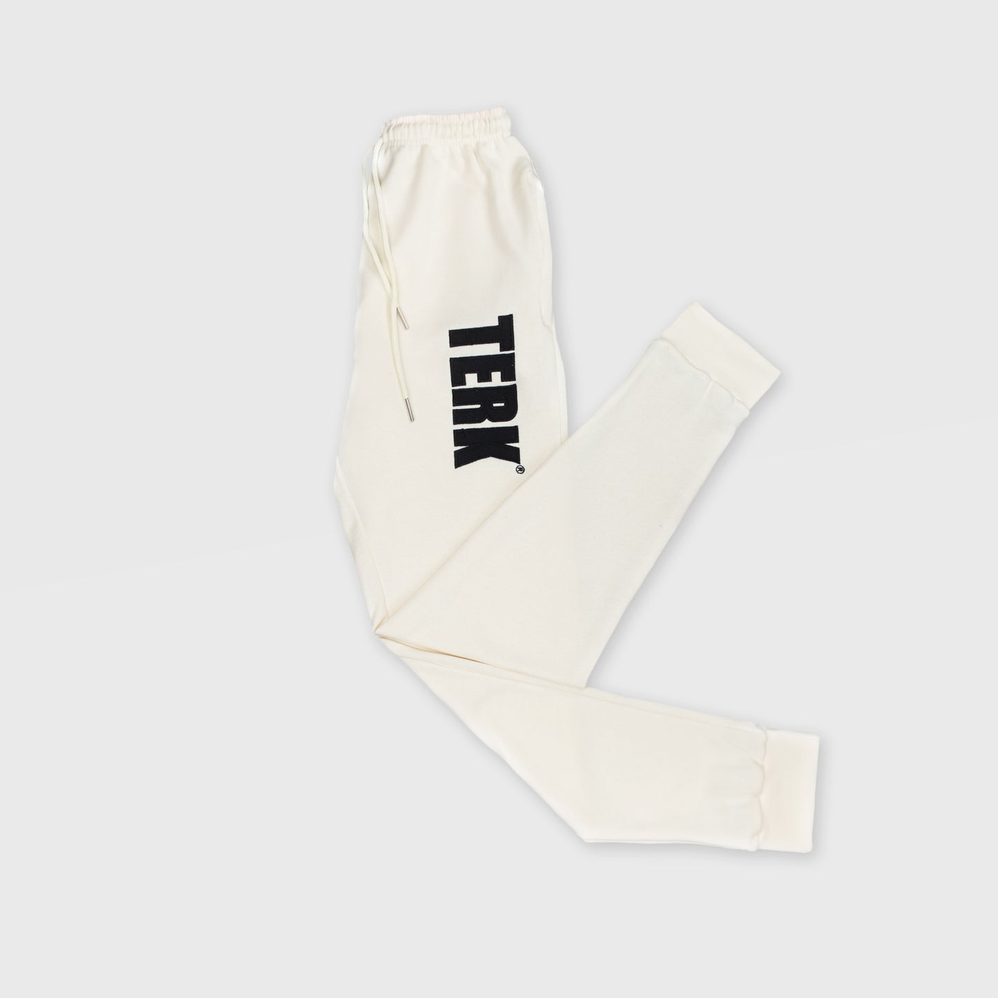 VANILLA SWEATPANTS WITH BLACK TERK EMBROIDERED LOGO