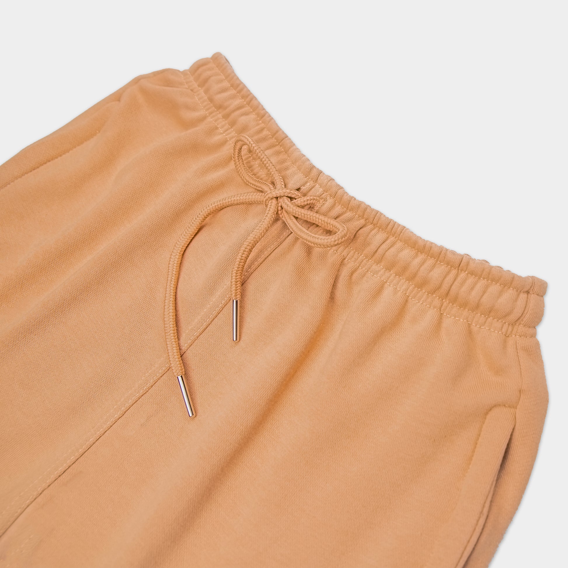 CAMEL SOLID SWEAT SHORTS WITH BLACK TERK EMBROIDERED LOGO