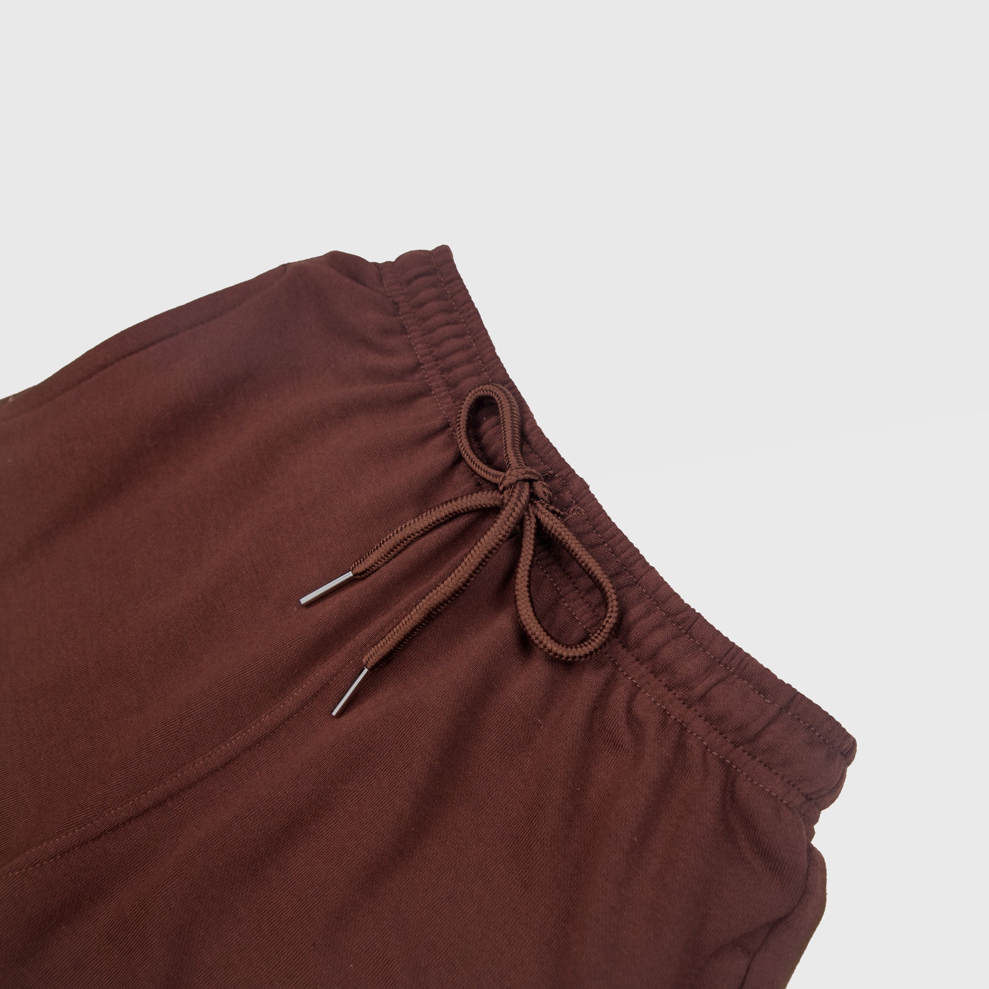 CHOCOLATE SOLID SWEAT SHORTS WITH WHITETERK EMBROIDERED LOGO