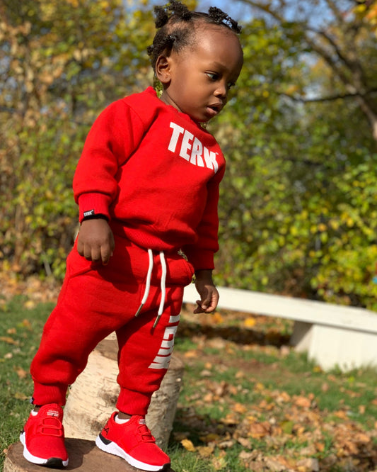 RED 2-Piece Crewneck Sweatshirt & Pants Set